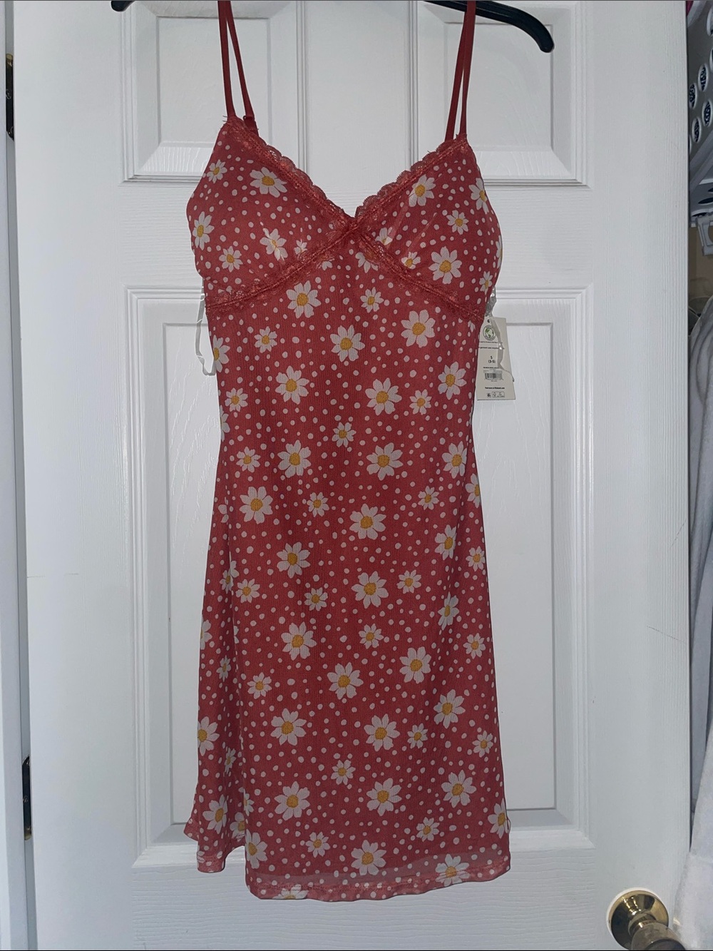 No Boundaries Red Floral Slip Dress with Daisy Print
